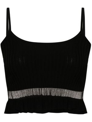 PINKO Ribgebreide cropped top - Zwart