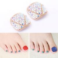 2 PC'S Crystal nep Nail Art Tips Rhinestone volledige dekking teennagels Decals stickers (NO: 37)