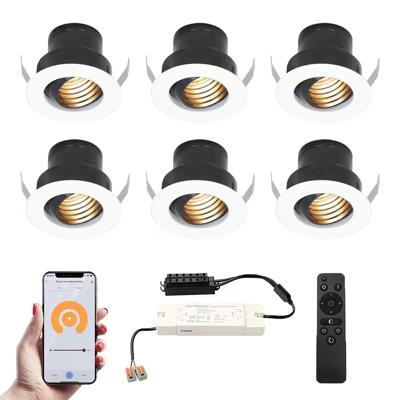 Set van 6 Medina Smart LED Mini Inbouwspots - Veranda spots - 12V 3W 150lm - Dimbaar - Kantelbaar - Wifi & Bluetooth - 2700K - IP44 - Wit
