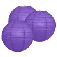 Luxe bol feest lampion - 6x - paars - dia 25 cm - papier