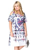 Yoek Jurk met open schouders love | Blauw | Maat XL