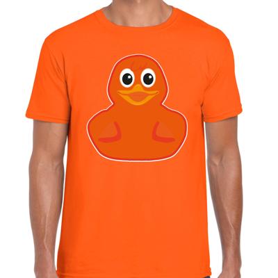 Verkleed T-shirt heren - eend - oranje - Carnaval/themafeest