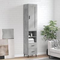 Hoge kast 34,5x34x180 cm bewerkt hout betongrijs