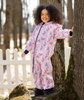 Waterproof Softshell Overall Comfy Panda And Rainbows Pink Jumpsuit - thumbnail