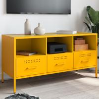 Tv-meubel 100,5x39x50,5 cm staal mosterdgeel