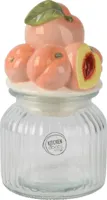 Decoris voorraadpot glas perzik 11x19cm oranje, transparant