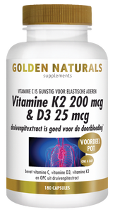 Golden Naturals Vitamine K2 200mcg & D3 25mcg Capsules