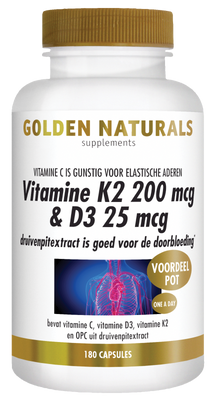 Golden Naturals Vitamine K2 200mcg & D3 25mcg Capsules