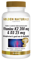 Golden Naturals Vitamine K2 200mcg & D3 25mcg Capsules