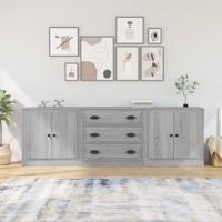 Dressoirs 3 st bewerkt hout grijs sonoma eikenkleurig