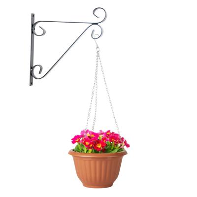 Hangpot + Muurhaak Parma - terracotta - D25 cm - kunststof - metaal - tuinaccessoires