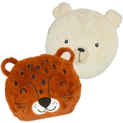 Dieren sierkussens kinderkamer - ijsbeer en panter - 30/27 cm - polyester