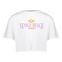 Geisha zomer t-shirt meisjes - cropped venice beach - off wit / oranje