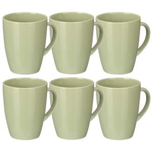 Vessia Design koffie mokken/bekers met oor - 12x stuks - mintgroen - keramiek - 330 ml