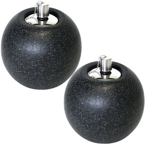 Set van 2x stuks tuimeltoortsen/olielampen zwart Terrazo granito 14 x 16 cm