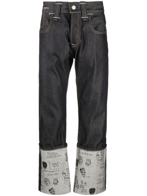 Junya Watanabe MAN jean droit à imprimé graphique - Bleu