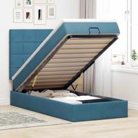 Ottoman bed met matrassen en LED's 90x200cm fluweel donkerblauw