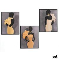 Canvas Gift Decor Geel Zwart Grijs 40 x 3 x 50 cm (6 Stuks)