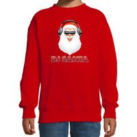 Stoere kersttrui / sweater DJ Santa rood voor kinderen - thumbnail