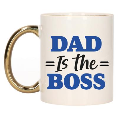 Cadeau koffie/thee mok papa - gouden oor - pap is de baas - 300 ml - Vaderdag