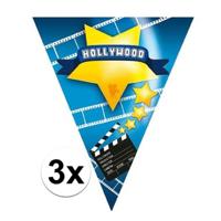 Party Vlaggenlijn Hollywood thema - 3x - 500 cm - VIP - Oscars - Feestartikelen - Versiering