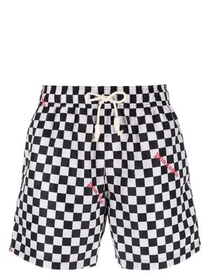 Palm Angels short de bain à motif damier - Blanc