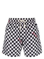 Palm Angels short de bain à motif damier - Blanc