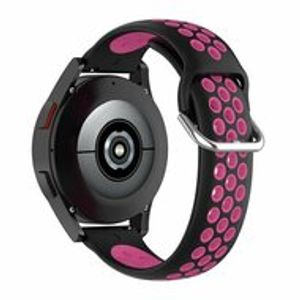 Siliconen sportbandje met gesp - Zwart + roze - Samsung Galaxy Watch - 46mm