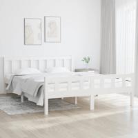 Bedframe massief hout wit 150x200 cm