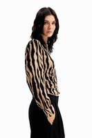 Aangerimpelde blouse met zebraprint - thumbnail