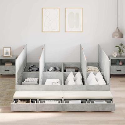 Opbergbedframe Beton Grijs 236.5 x 180 x 31.5 cm Bewerkt hout
