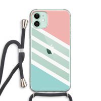 Strepen pastel: iPhone 11 Transparant Hoesje met koord
