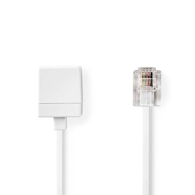 Nedis Telecomverlengkabel | RJ11 Male | RJ11 Female | 10.0 m | Kabel design: Plat | Connectorplating: Goud Verguld | Kabeltype: RJ11 | Wit | Label -