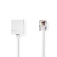 Nedis Telecomverlengkabel | RJ11 Male | RJ11 Female | 10.0 m | Kabel design: Plat | Connectorplating: Goud Verguld | Kabeltype: RJ11 | Wit | Label -