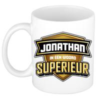 Naam mok Jonathan - wit - Superieur - keramiek - 300 ml - cadeau collega beker