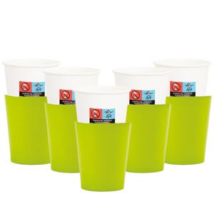 Feestbekers met hoesjes - 40x - lime groen - papier - 250ml