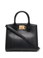 Ferragamo sac cabas en cuir à effet peau de serpent - Noir