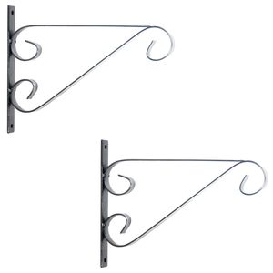 4x Zilveren hangpot haken metaal met krul 27 x 19 cm
