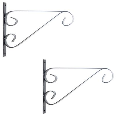 4x Zilveren hangpot haken metaal met krul 27 x 19 cm