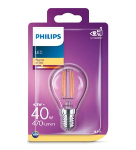 Philips LED kogel E14 4,3W Filament Blister - 5101515
