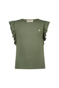 Like Flo zomer t-shirt meisjes - army groen - ruffel