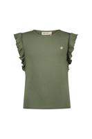 Like Flo zomer t-shirt meisjes - army groen - ruffel - thumbnail