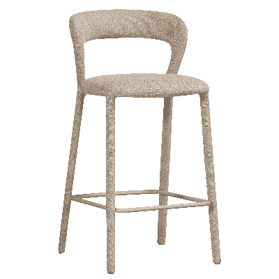 WOOOD Barstoel 'Noble' Geweven stof, kleur Zand (zithoogte 71cm)