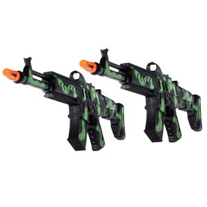 2x stuks kinder speelgoed verkleedwapens/machinegeweren soldaten/leger met geluid 50 cm