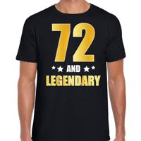 72 and legendary verjaardag cadeau t-shirt - zwart - gouden letters - heren - 72 jaar geworden