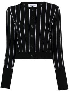 Thom Browne cardigan crop à fines rayures - Noir