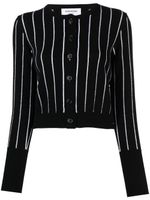 Thom Browne cardigan crop à fines rayures - Noir - thumbnail