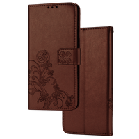 Xiaomi Redmi Note 9T 5G hoesje - Bookcase - Pasjeshouder - Portemonnee - Bloemenprint - Kunstleer - Bruin