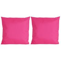 6x Bank/sier kussens voor binnen en buiten in de kleur fuchsia roze 45 x 45 cm