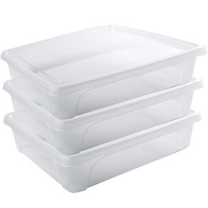 3x Voorraad/vershoudbakjes laag 2 liter transparant 24 x 20 x 6 cm